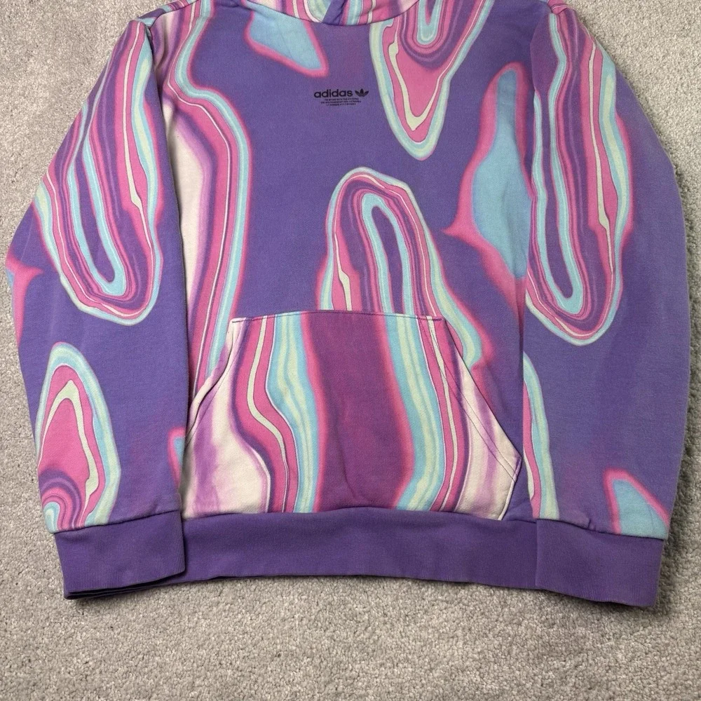 adidas Originals Hyperreal Allover Print Hoodie Mens Medium Purple Psychedelic